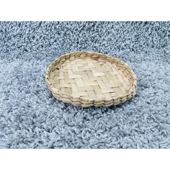 Vintage Natural Grass Round Basket Home Decor Any Room Tray Small 7 In - Picture 5 of 8